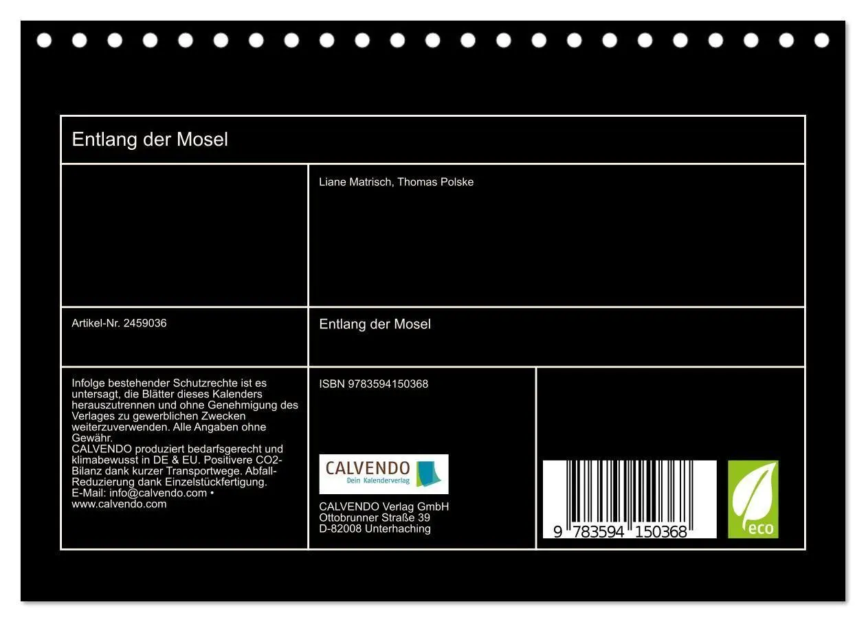 Bild: 9783594150368 | Entlang der Mosel (Tischkalender 2027 DIN A5 quer), CALVENDO...