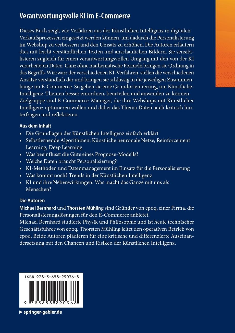 Rückseite: 9783658290368 | Verantwortungsvolle KI im E-Commerce | Thorsten Mühling (u. a.) | Buch