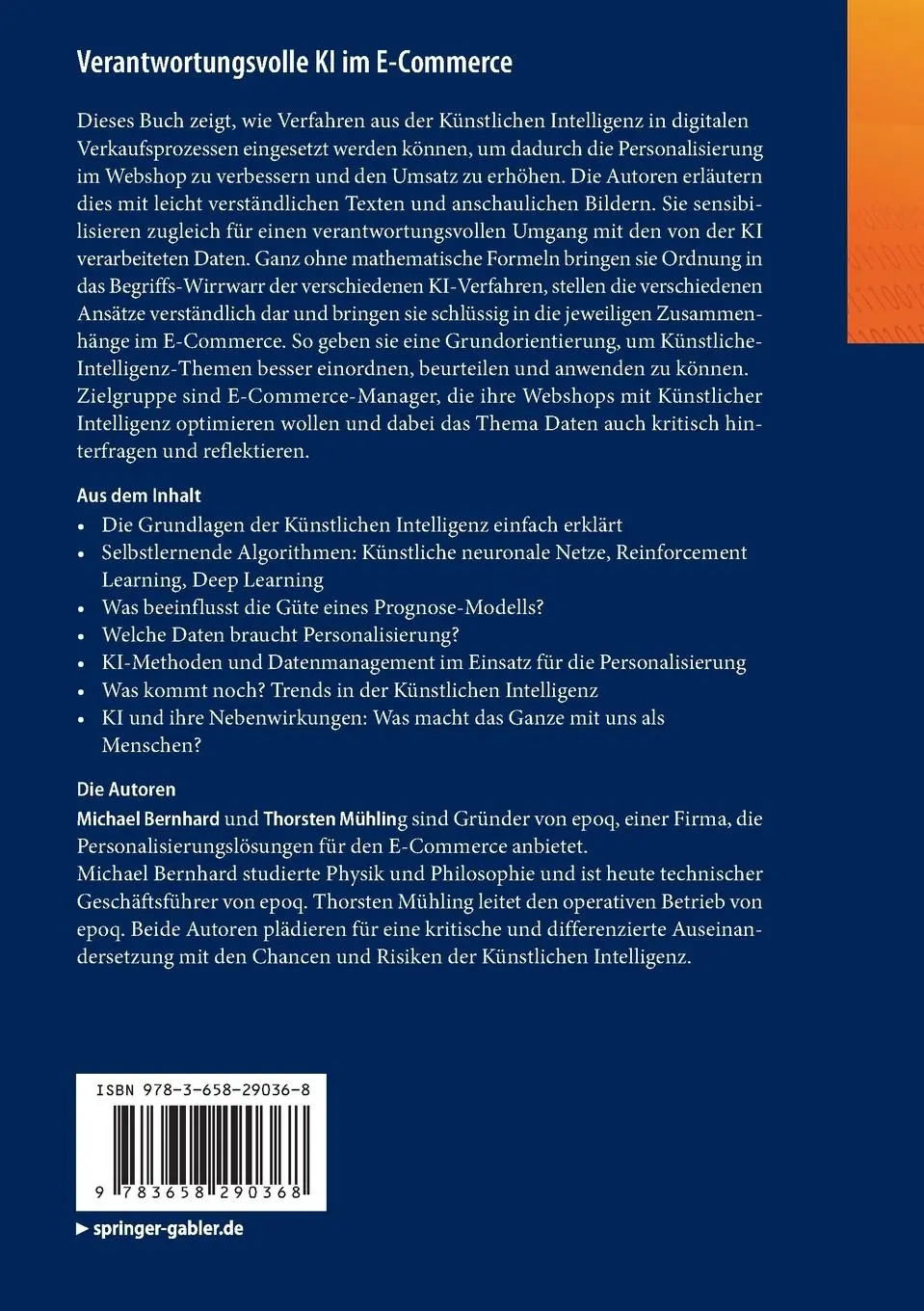 Rückseite: 9783658290368 | Verantwortungsvolle KI im E-Commerce | Thorsten Mühling (u. a.) | Buch