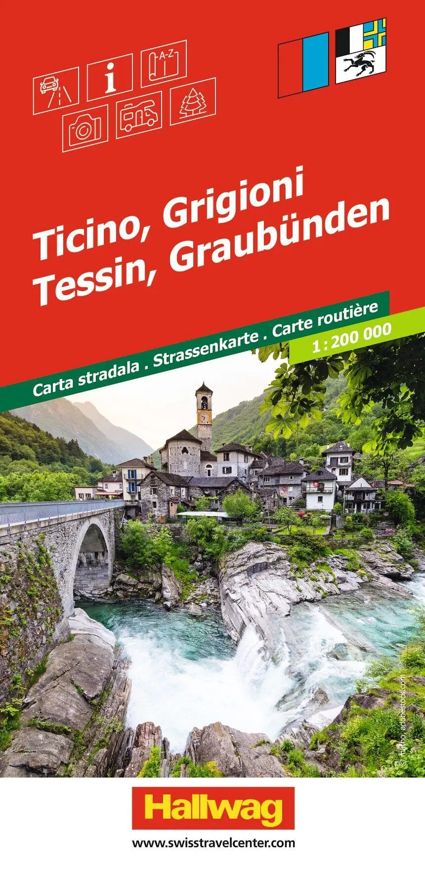 Cover: 9783828330368 | Tessin, Graubünden 1:200.000 | (Land-)Karte | Hallwag Regionalkarte