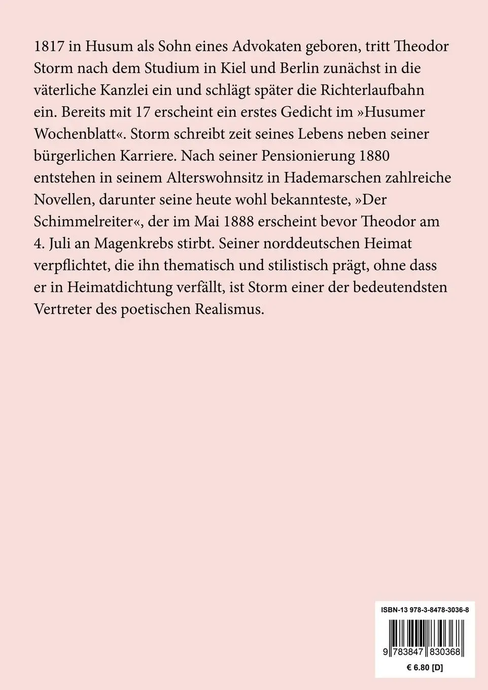 Rückseite: 9783847830368 | Der kleine Häwelmann / Hinzelmeier / Hans Bär (Großdruck) | Storm