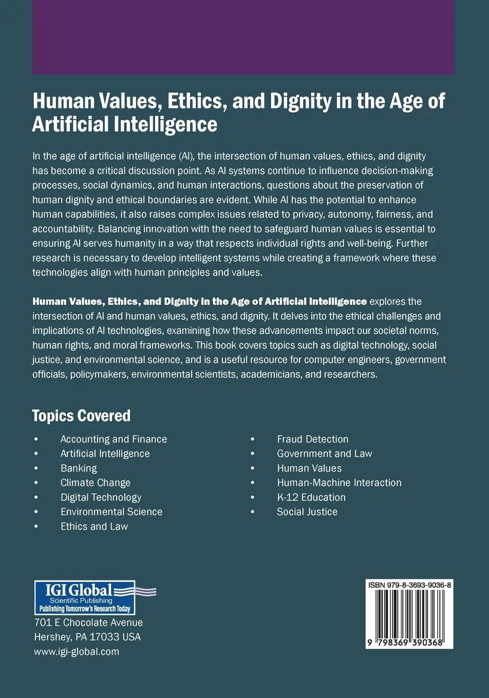 Rückseite: 9798369390368 | Human Values, Ethics, and Dignity in the Age of Artificial...