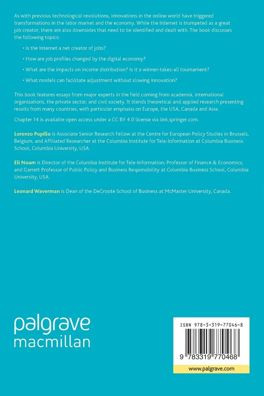 Rückseite: 9783319770468 | Digitized Labor | The Impact of the Internet on Employment | Buch
