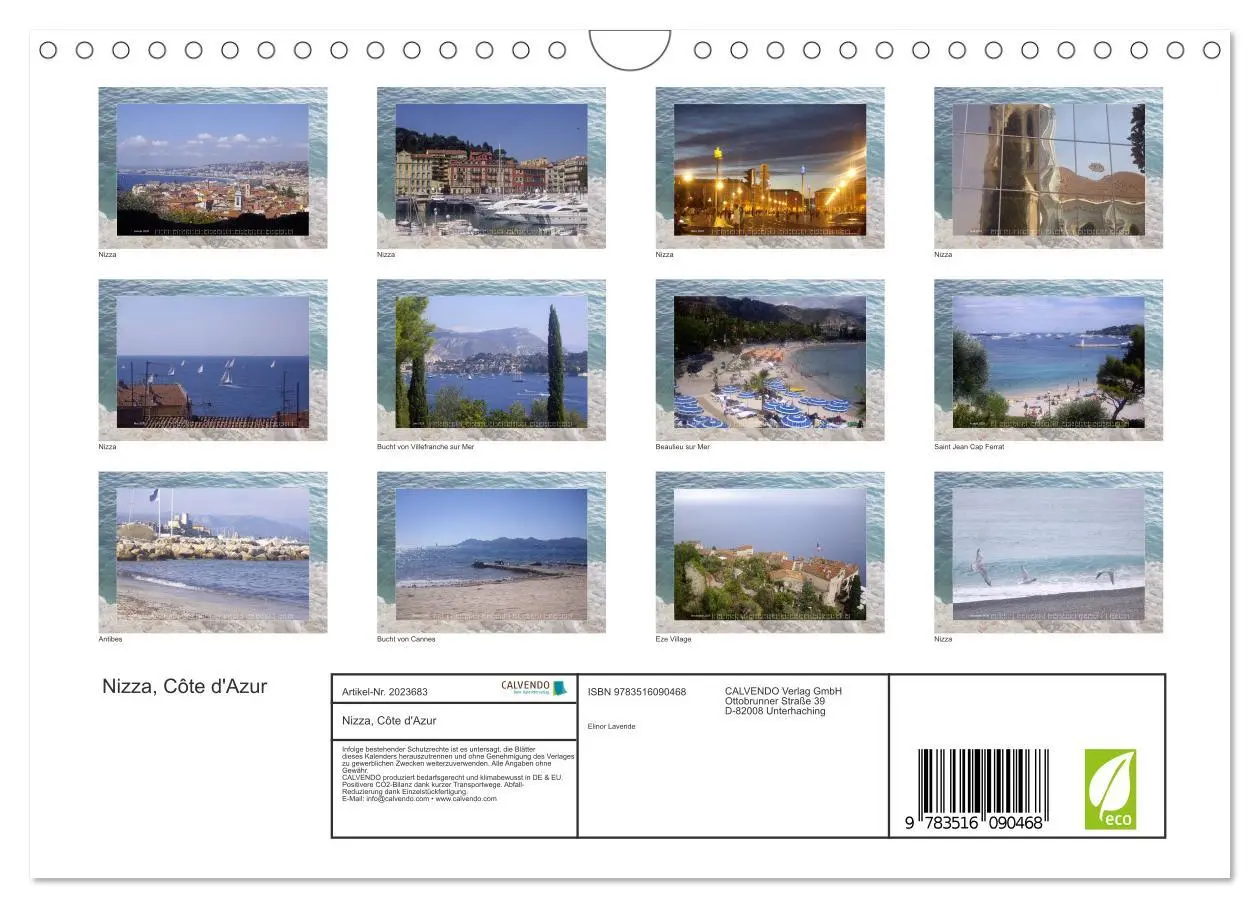 Bild: 9783516090468 | Nizza, Côte d'Azur (Wandkalender 2026 DIN A4 quer), CALVENDO...