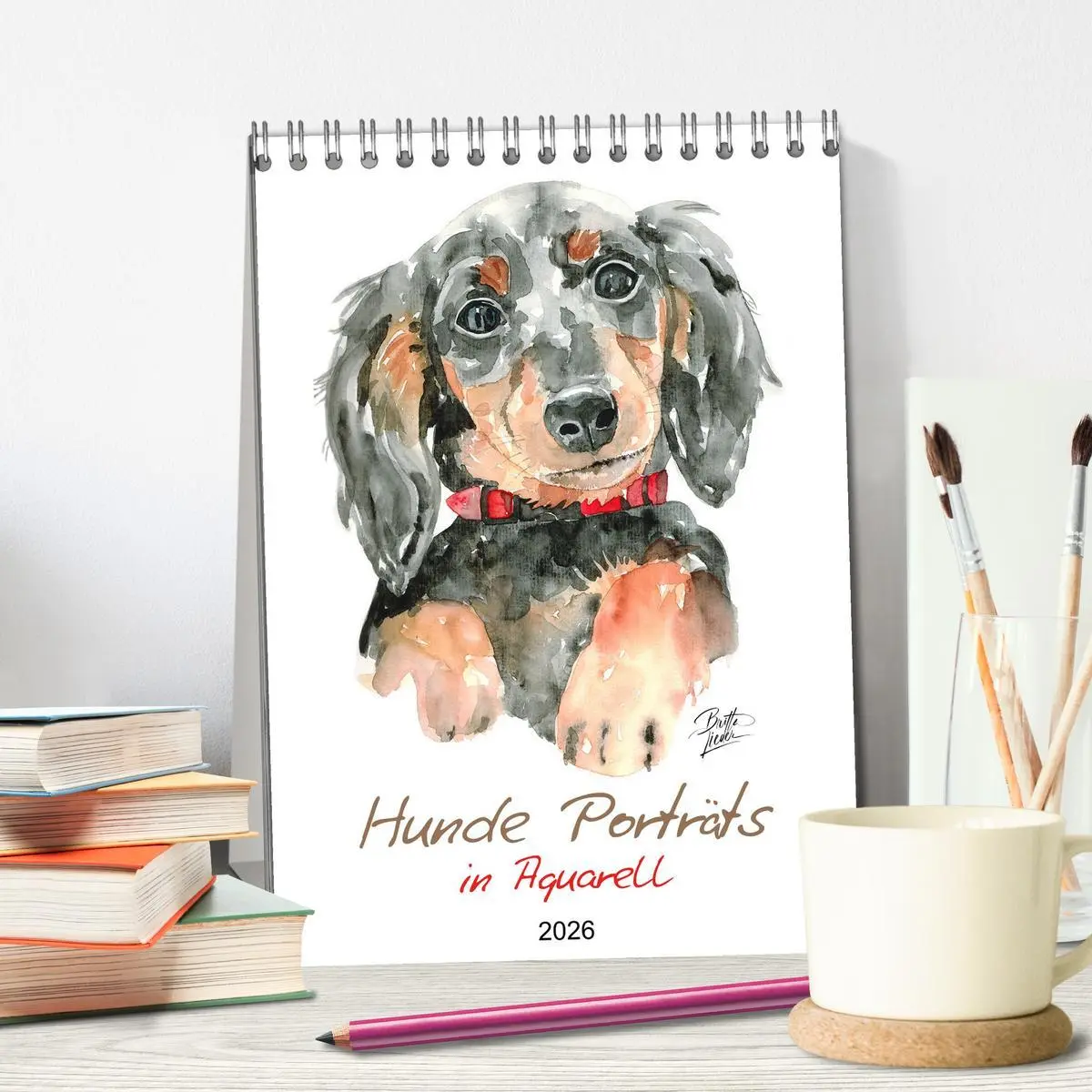 Bild: 9783516300468 | Hunde Porträts in Aquarell (Tischkalender 2026 DIN A5 hoch),...