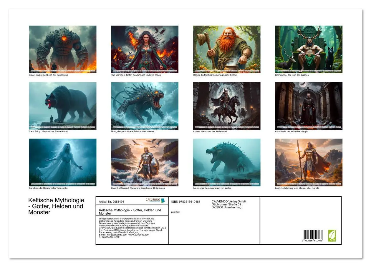 Bild: 9783516610468 | Keltische Mythologie - Götter, Helden und Monster (Wandkalender...