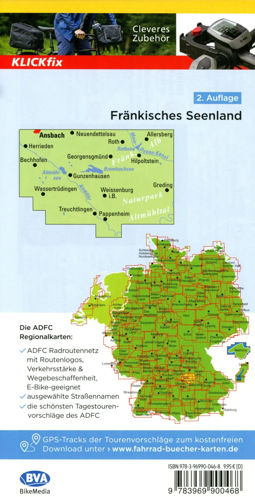 Bild: 9783969900468 | ADFC-Regionalkarte Fränkisches Seenland, 1:50.000, mit...