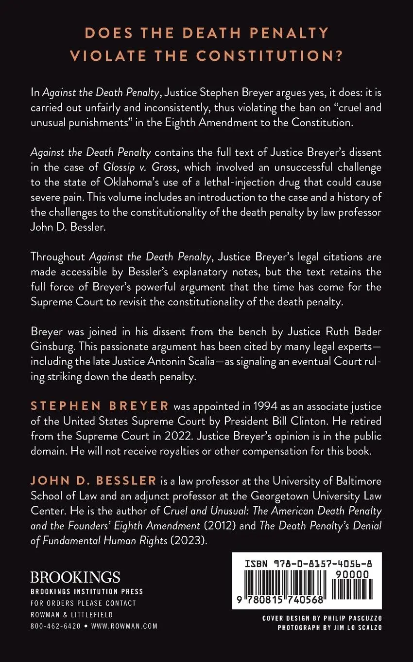 Rückseite: 9780815740568 | Against the Death Penalty | Stephen Breyer | Taschenbuch | Englisch