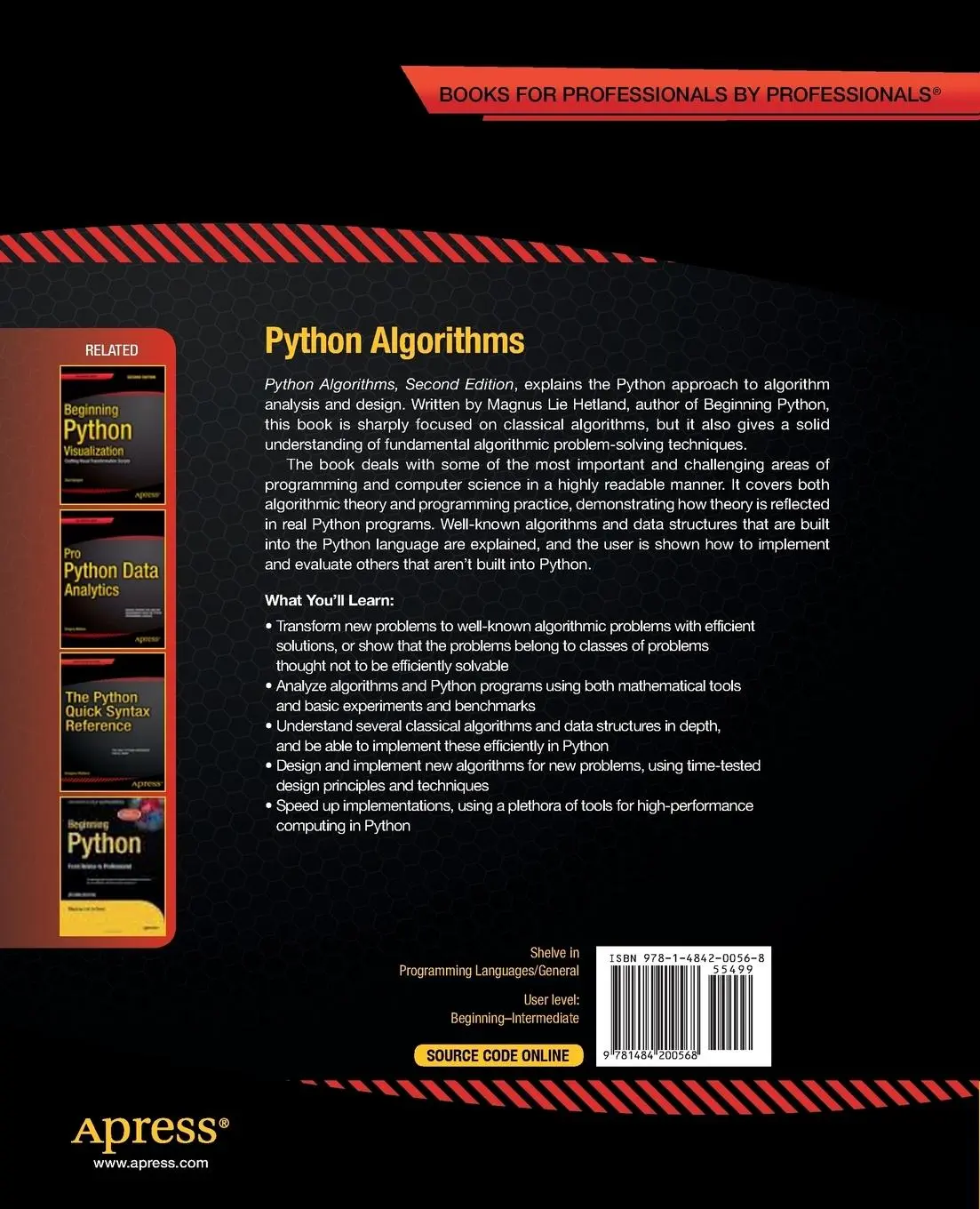 Rückseite: 9781484200568 | Python Algorithms | Mastering Basic Algorithms in the Python Language