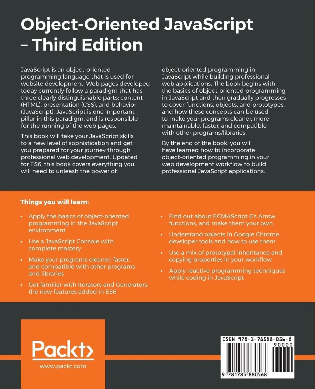 Rückseite: 9781785880568 | Object-Oriented JavaScript - Third Edition | Ved Antani (u. a.) | Buch
