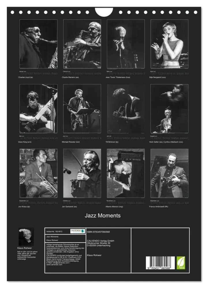Bild: 9783457060568 | Jazz Moments (Wandkalender 2025 DIN A4 hoch), CALVENDO Monatskalender