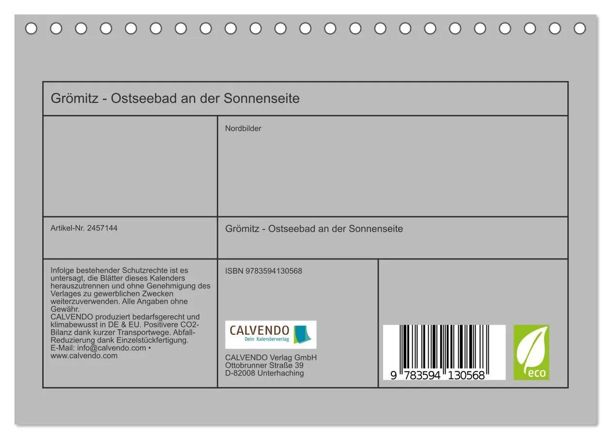 Bild: 9783594130568 | Grömitz - Ostseebad an der Sonnenseite (Tischkalender 2027 DIN A5...