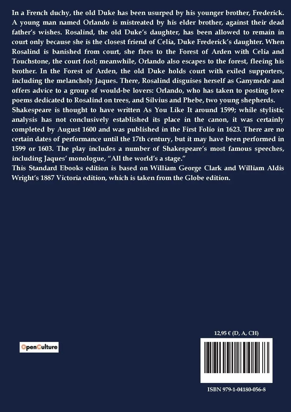 Rückseite: 9791041800568 | As You Like It | by William Shakespeare | William Shakespeare | Buch