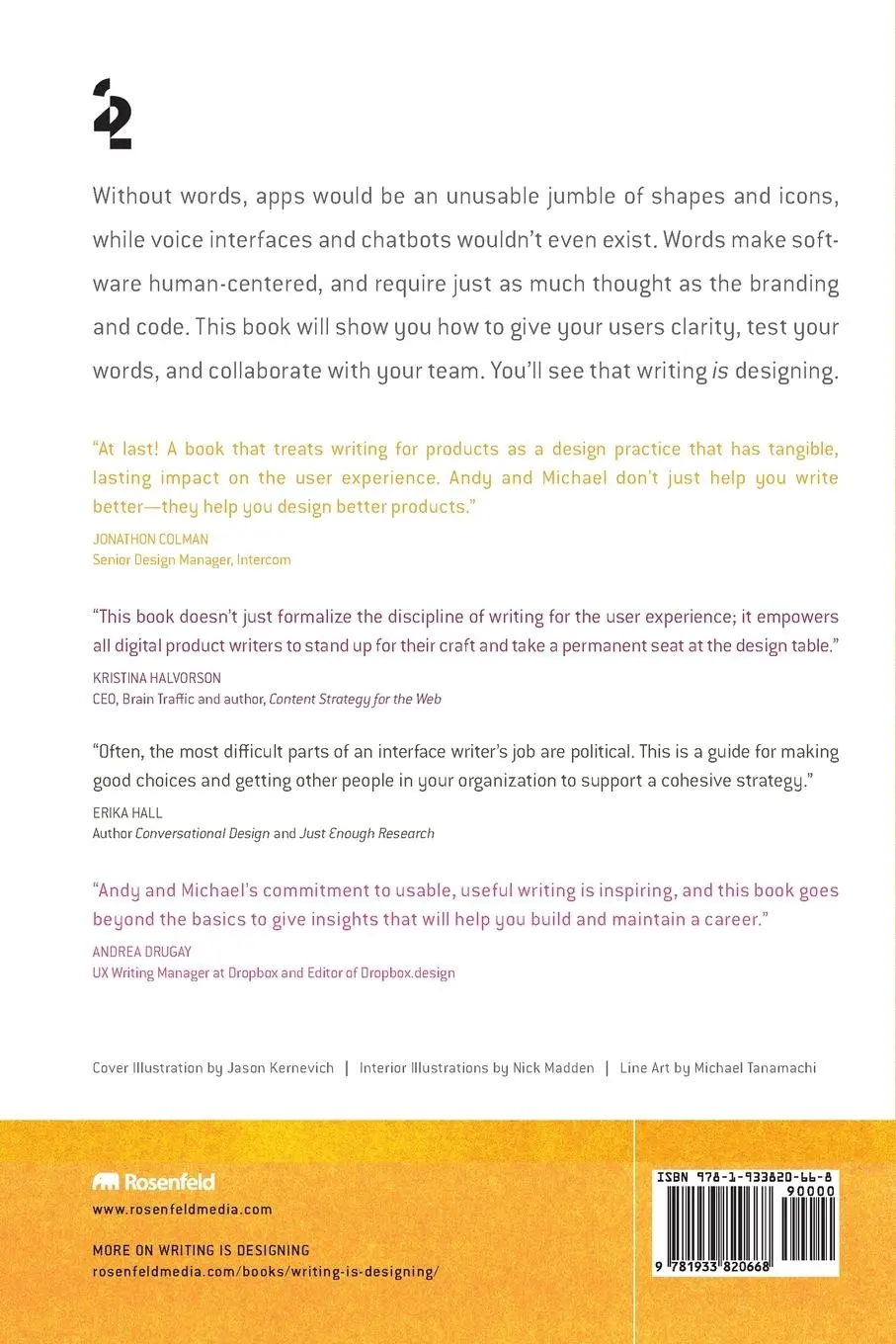 Rückseite: 9781933820668 | Writing Is Designing | Words and the User Experience | Metts (u. a.)