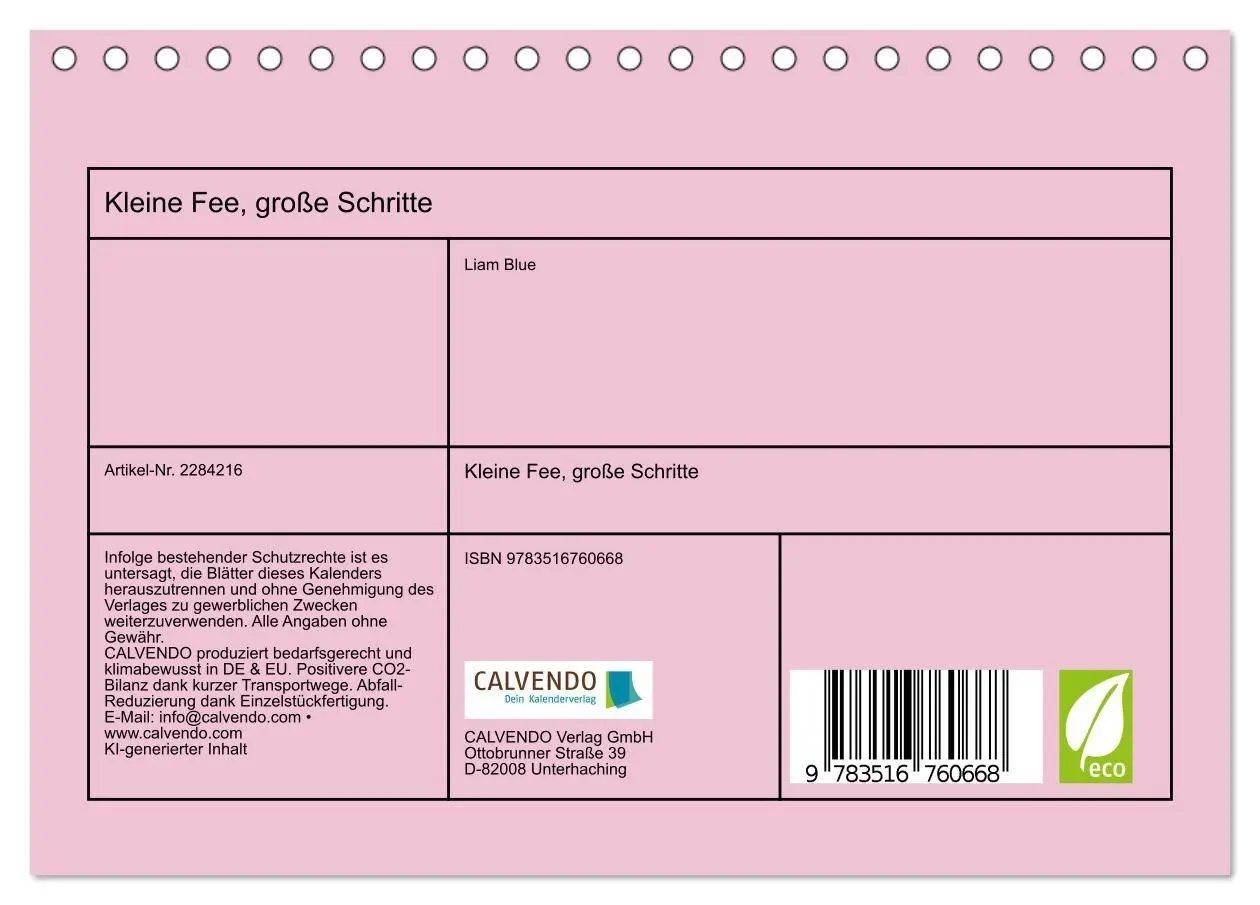 Bild: 9783516760668 | Kleine Fee, große Schritte (Tischkalender 2027 DIN A5 quer),...