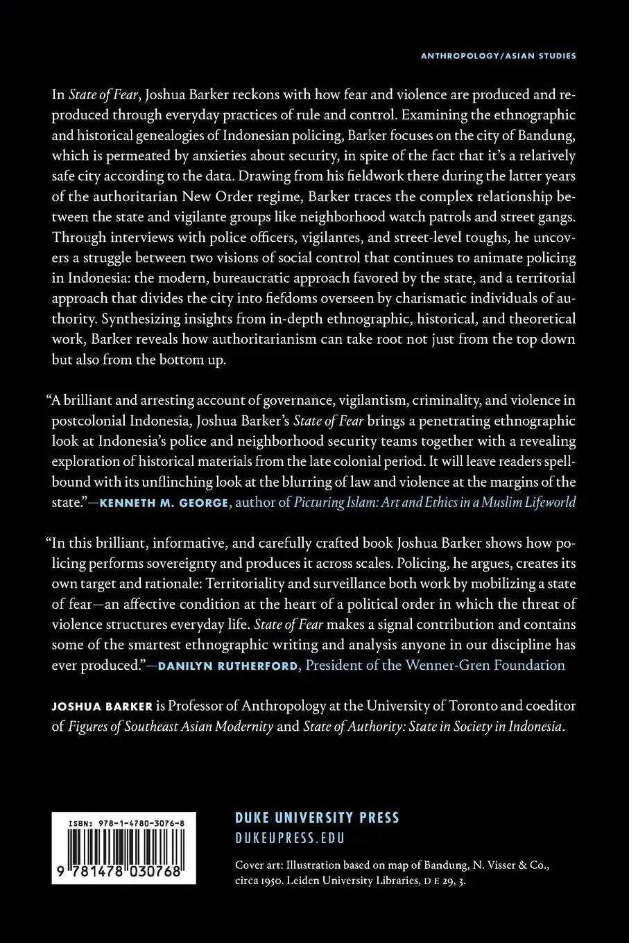 Rückseite: 9781478030768 | State of Fear | Policing a Postcolonial City | Joshua Barker | Buch