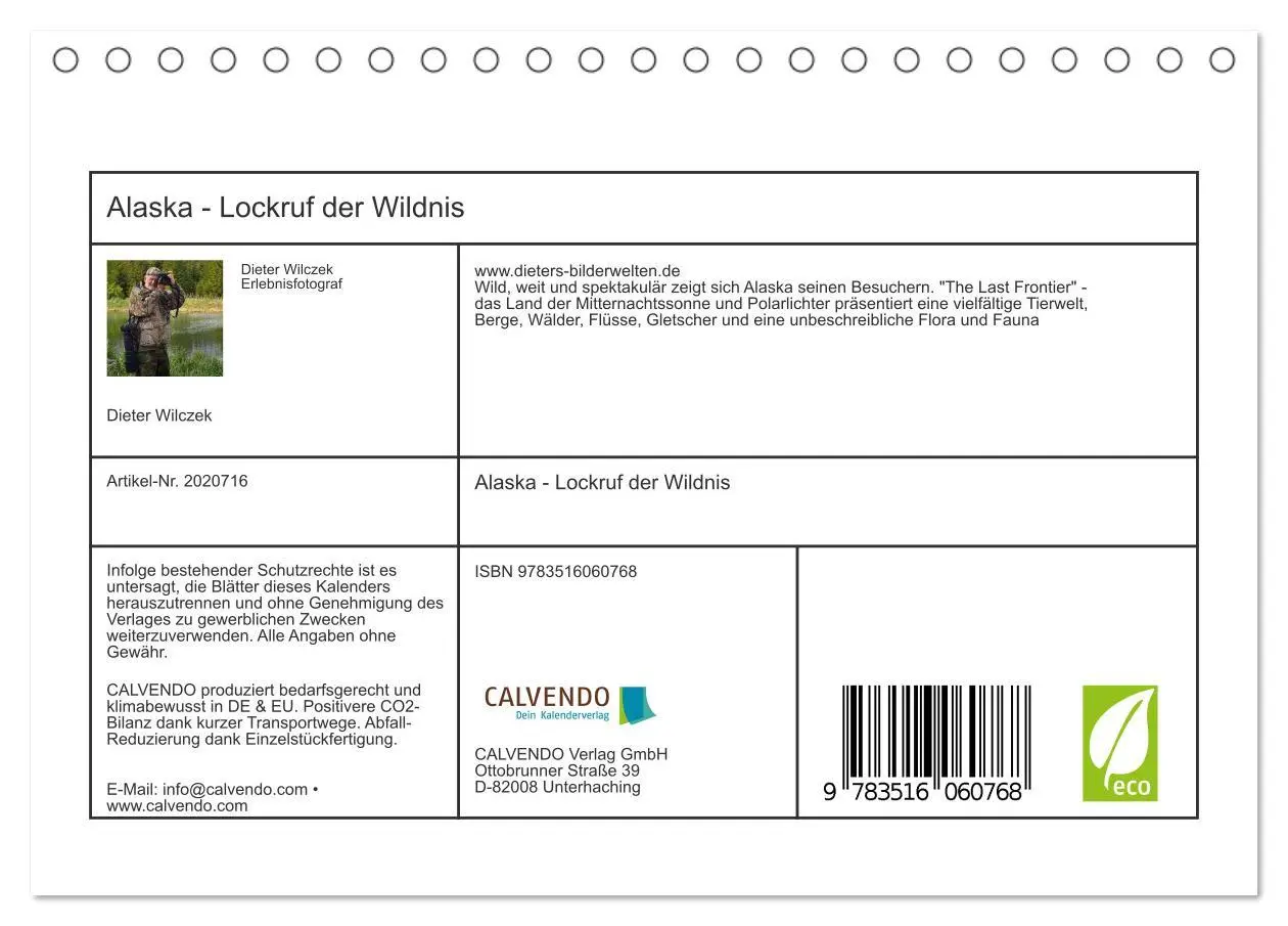 Bild: 9783516060768 | Alaska - Lockruf der Wildnis (Tischkalender 2026 DIN A5 quer),...