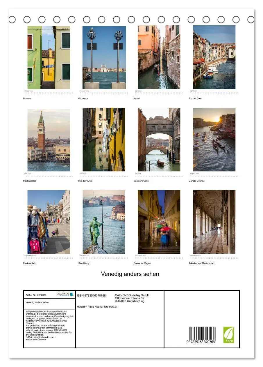 Bild: 9783516370768 | Venedig anders sehen (Tischkalender 2026 DIN A5 hoch), CALVENDO...
