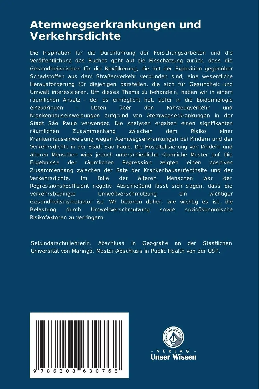 Rückseite: 9786208630768 | Atemwegserkrankungen und Verkehrsdichte | Almeida (u. a.) | Buch