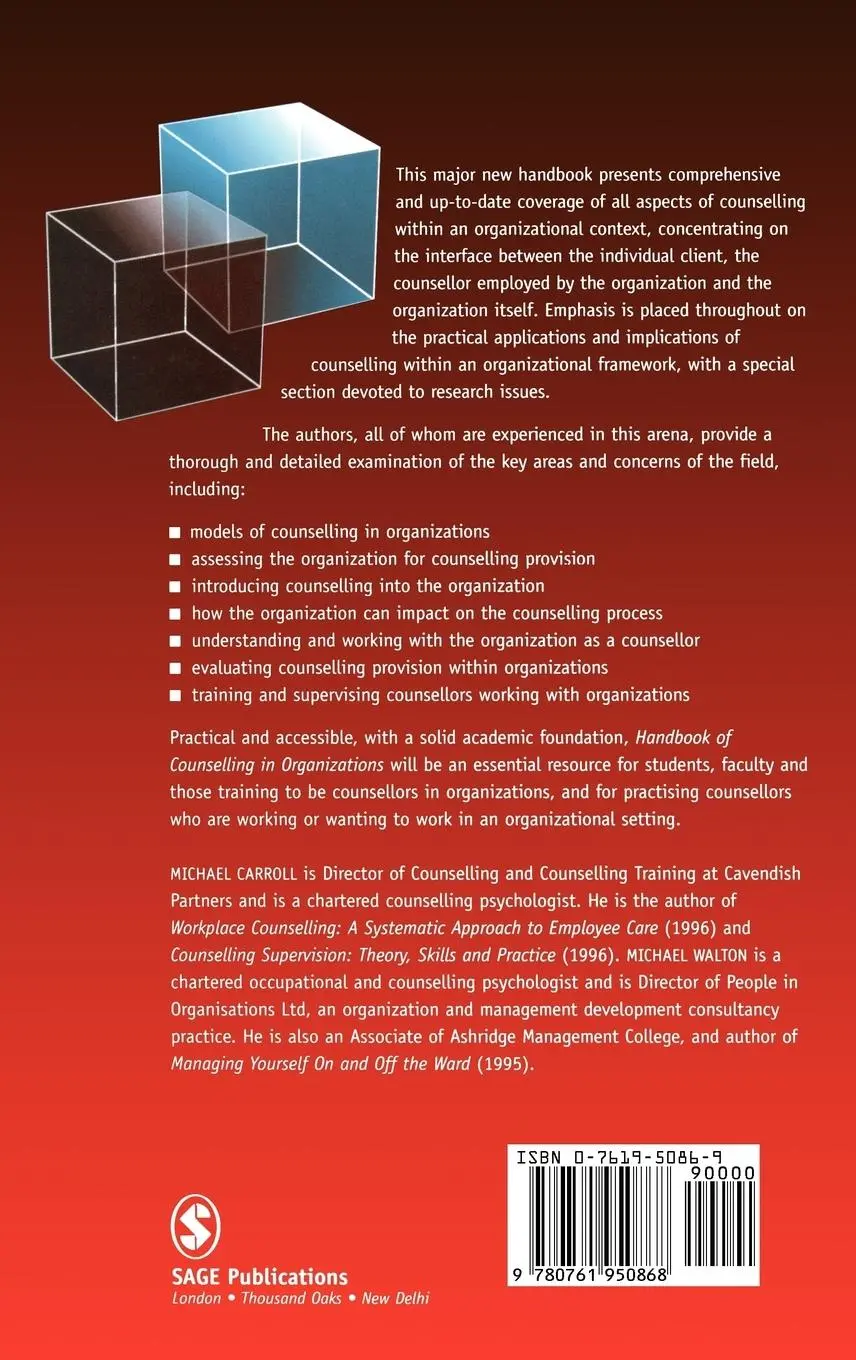 Rückseite: 9780761950868 | Handbook of Counselling in Organizations | Michael Carroll (u. a.)
