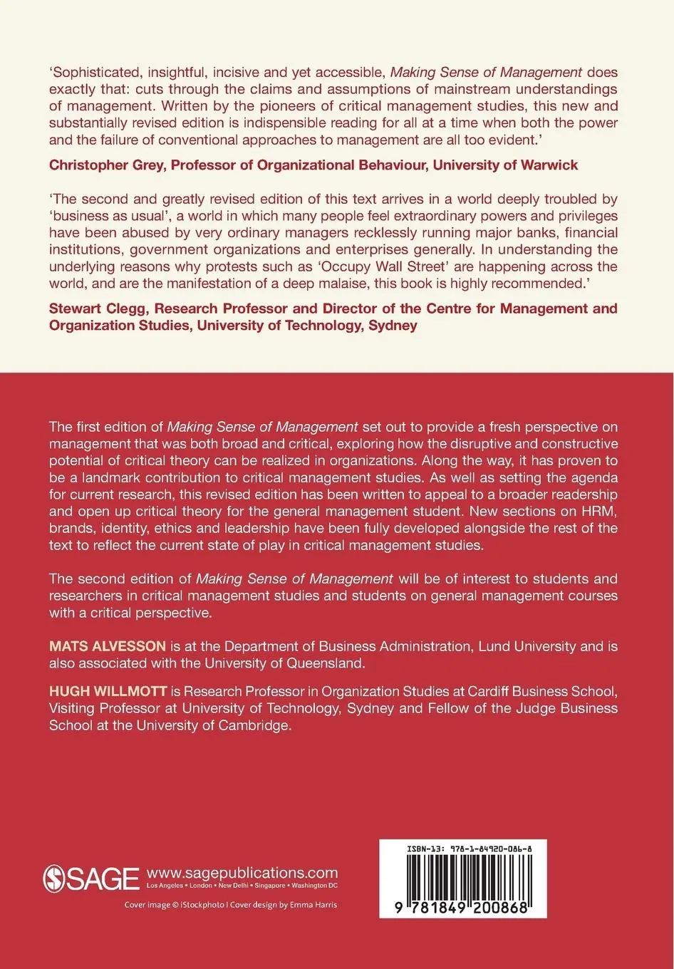 Rückseite: 9781849200868 | Making Sense of Management | A Critical Introduction | Taschenbuch