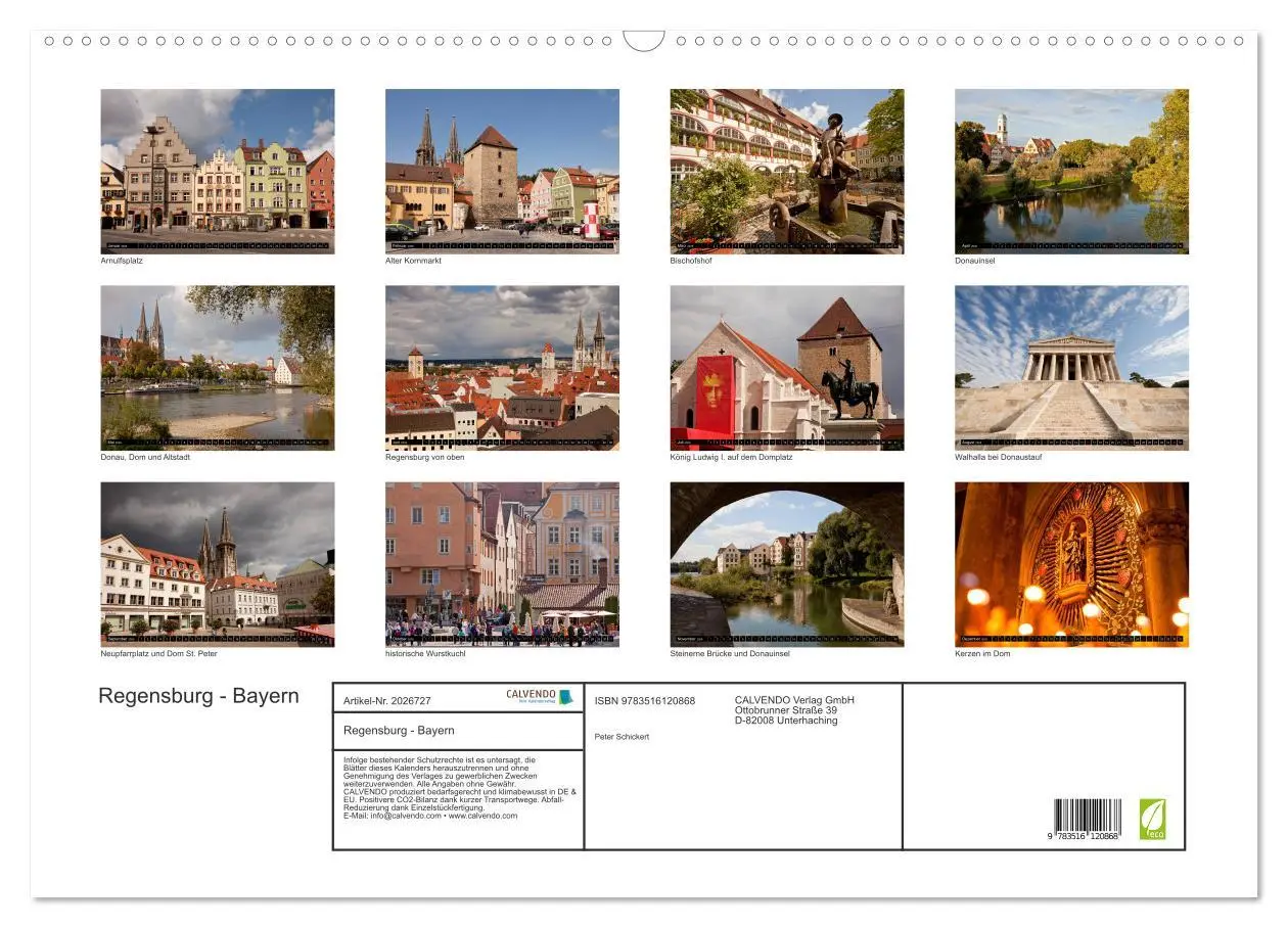 Bild: 9783516120868 | Regensburg - Bayern (Wandkalender 2026 DIN A2 quer), CALVENDO...