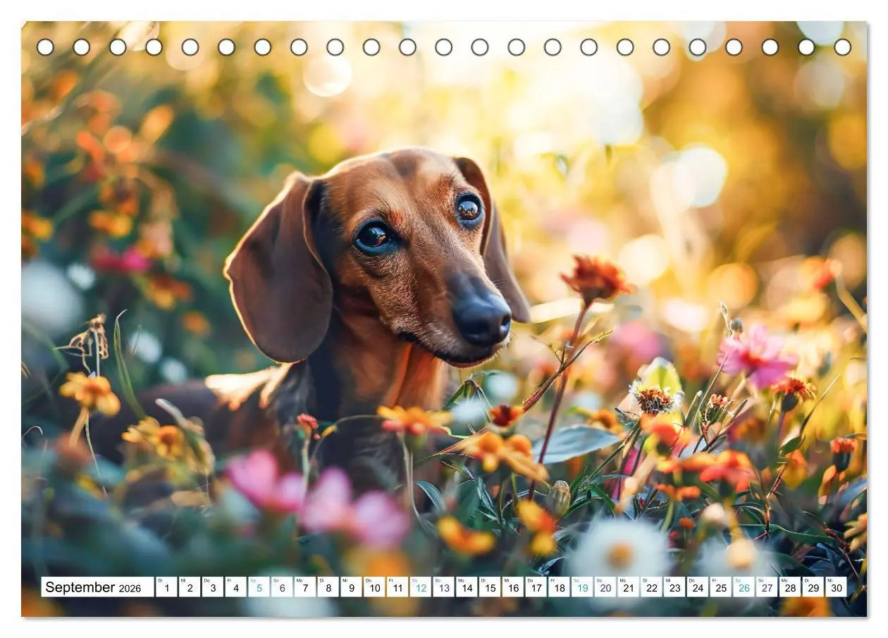 Bild: 9783457400968 | Zauberhafte Dackel (Tischkalender 2026 DIN A5 quer), CALVENDO...