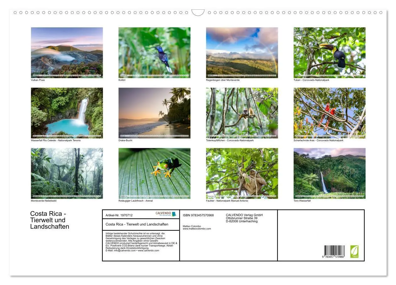 Bild: 9783457570968 | Costa Rica - Tierwelt und Landschaften (Wandkalender 2026 DIN A2...