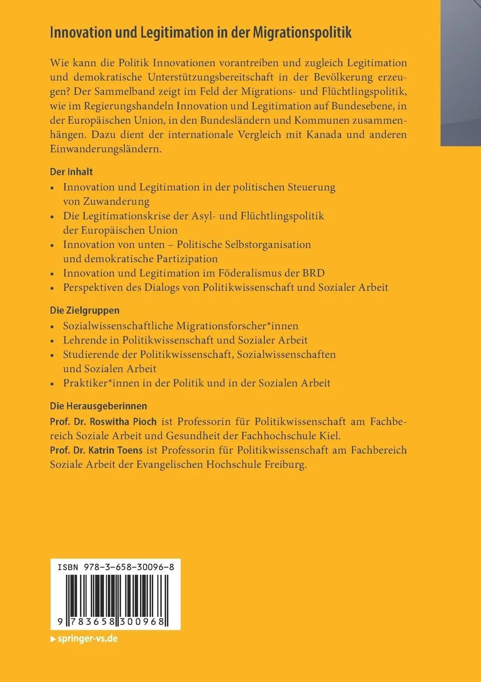 Rückseite: 9783658300968 | Innovation und Legitimation in der Migrationspolitik | Toens (u. a.)
