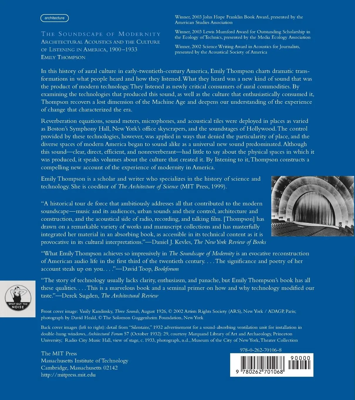 Rückseite: 9780262701068 | The Soundscape of Modernity | Emily Thompson | Taschenbuch | Englisch