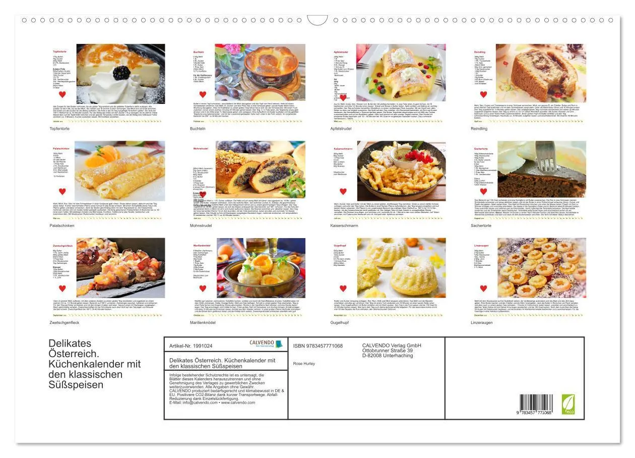 Bild: 9783457771068 | Delikates Österreich. Küchenkalender mit den klassischen Süßspeisen...