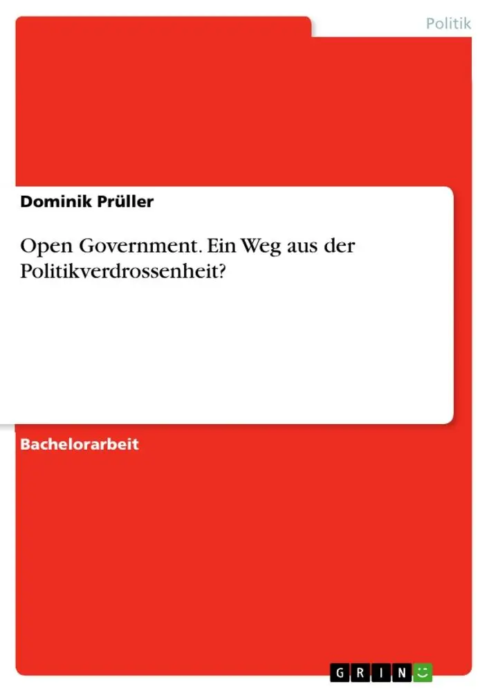 Cover: 9783668881068 | Open Government. Ein Weg aus der Politikverdrossenheit? | Prüller