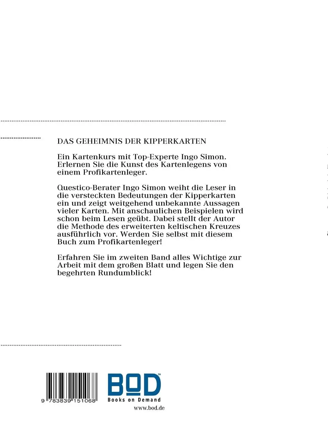 Rückseite: 9783839151068 | Das Geheimnis der Kipperkarten | Band 1 - Ein Kursus im Kartenlegen