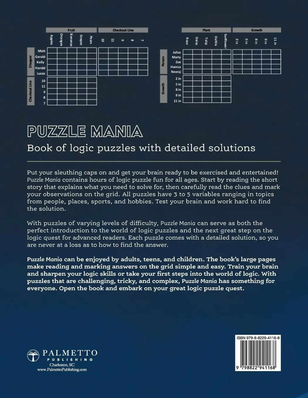 Rückseite: 9798822941168 | Puzzle Mania | Book of Logic Puzzles with Detailed Solutions | Pappu