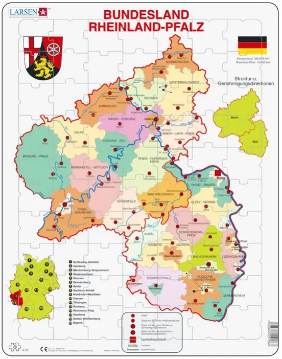 Cover: 7023850221268 | Puzzle - Rheinland-Pfalz (politisch) | Puzzle | Larsen
