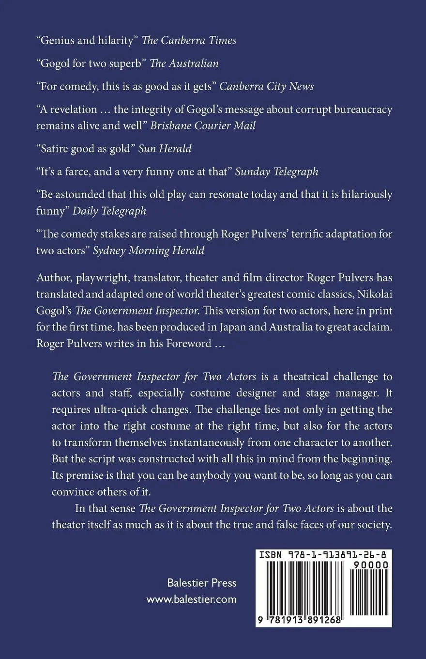 Rückseite: 9781913891268 | The Government Inspector for Two Actors | Roger Pulvers | Taschenbuch