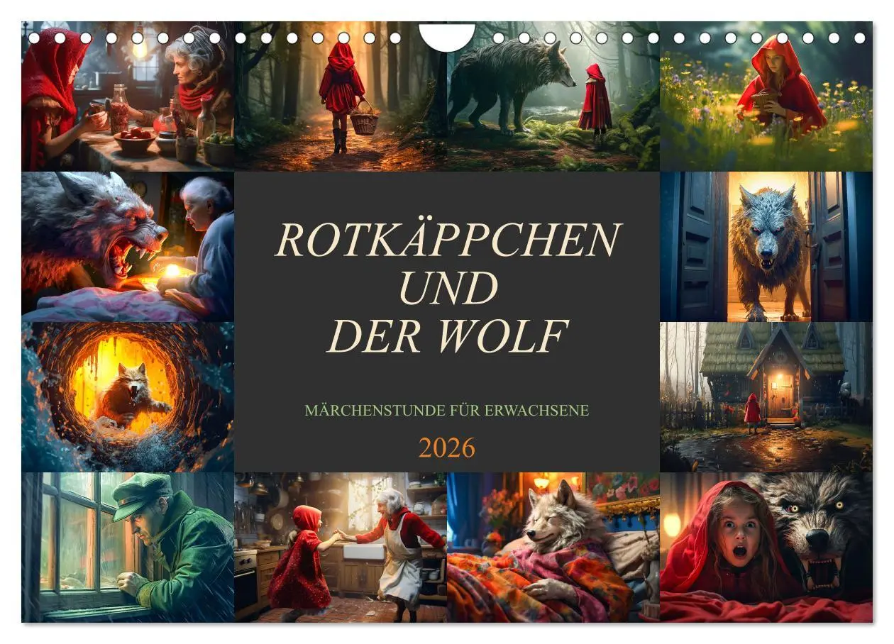 Cover: 9783457371268 | Rotkäppchen und der Wolf (Wandkalender 2026 DIN A4 quer), CALVENDO...
