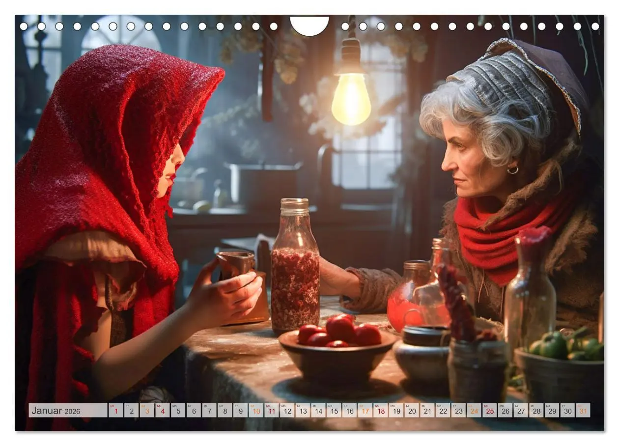 Bild: 9783457371268 | Rotkäppchen und der Wolf (Wandkalender 2026 DIN A4 quer), CALVENDO...