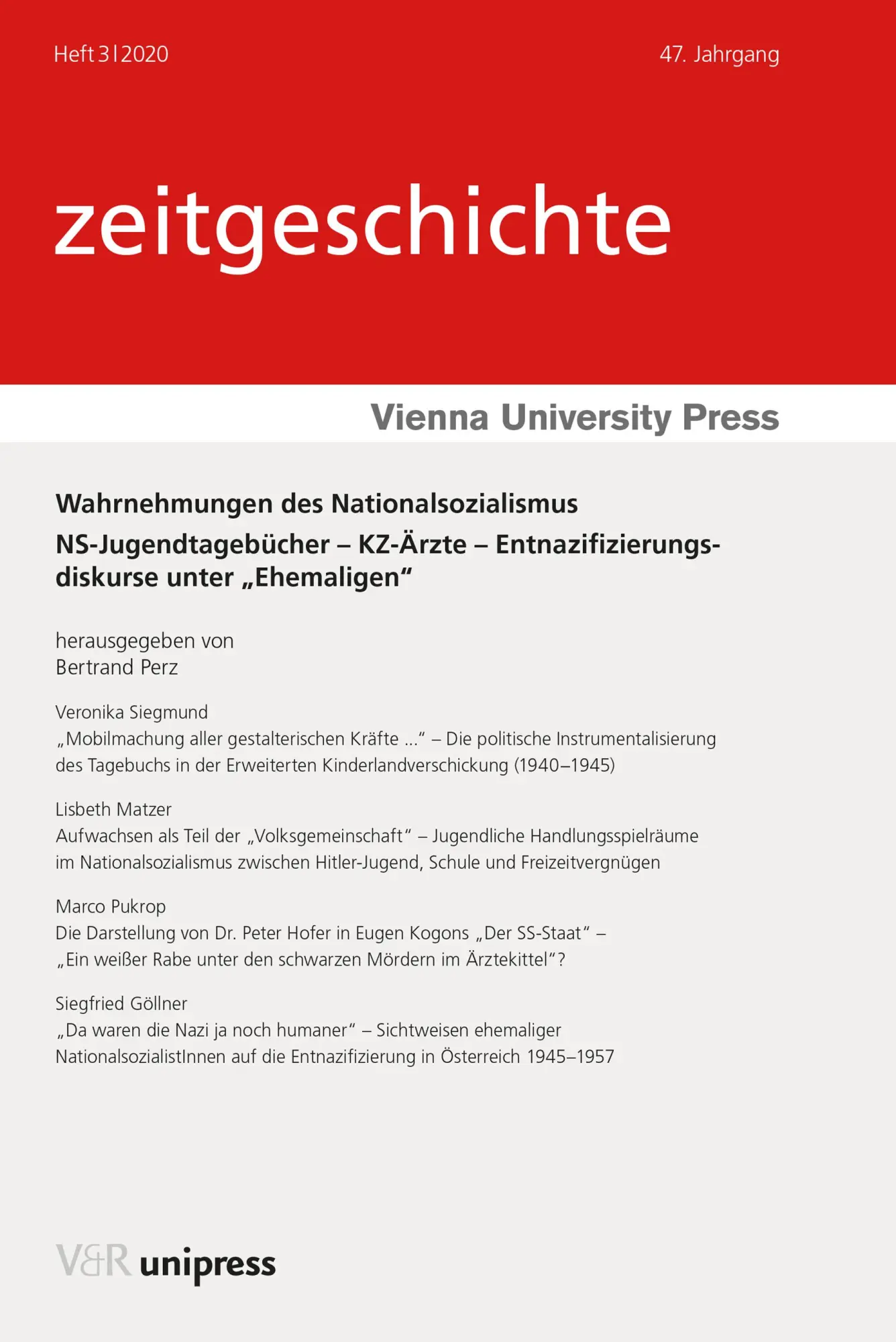 Cover: 9783847111368 | Wahrnehmungen des Nationalsozialismus | Bertrand Perz | Taschenbuch
