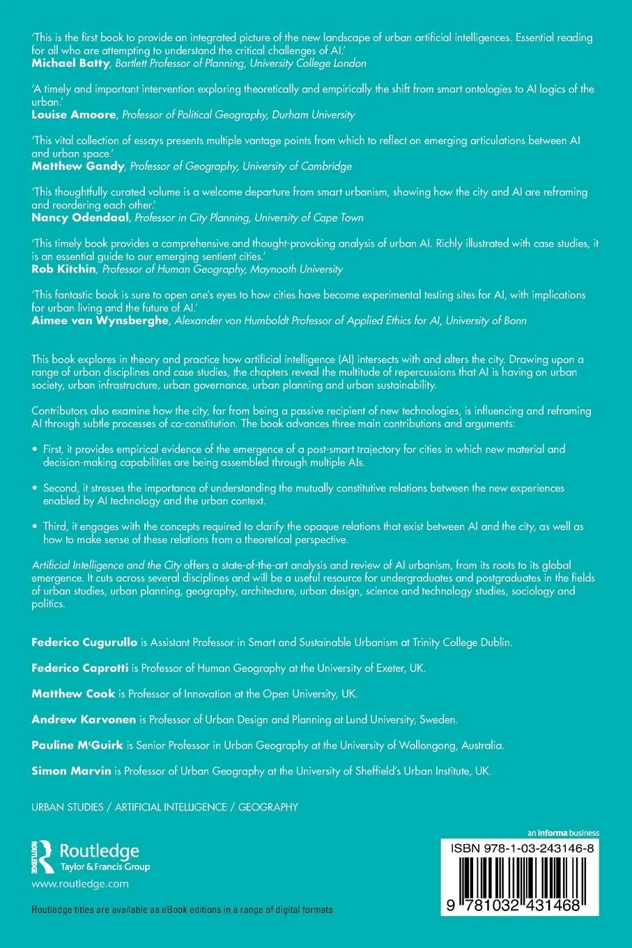 Rückseite: 9781032431468 | Artificial Intelligence and the City | Urbanistic Perspectives on AI
