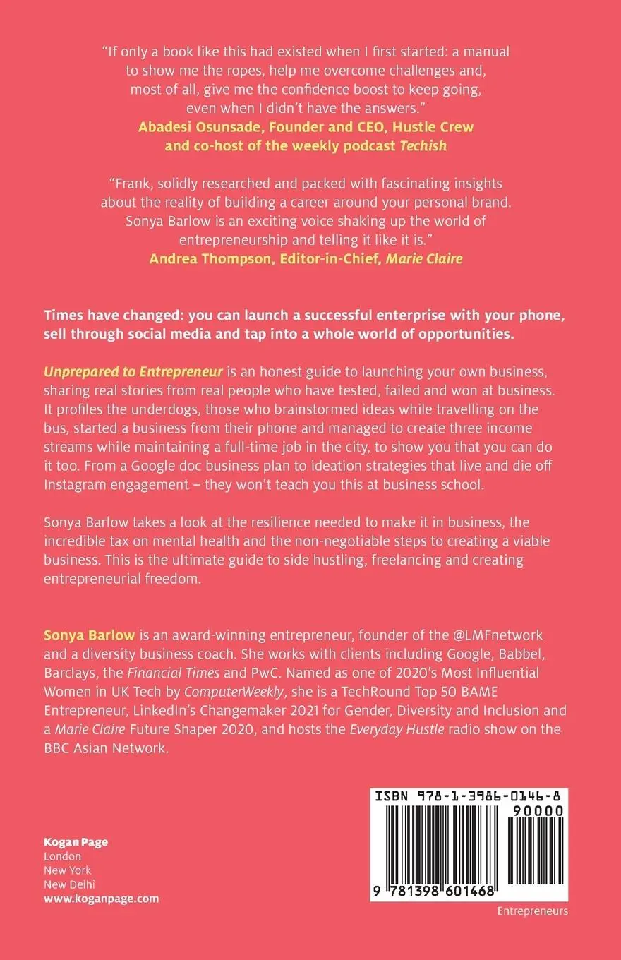 Rückseite: 9781398601468 | Unprepared to Entrepreneur | Sonya Barlow | Taschenbuch | Englisch