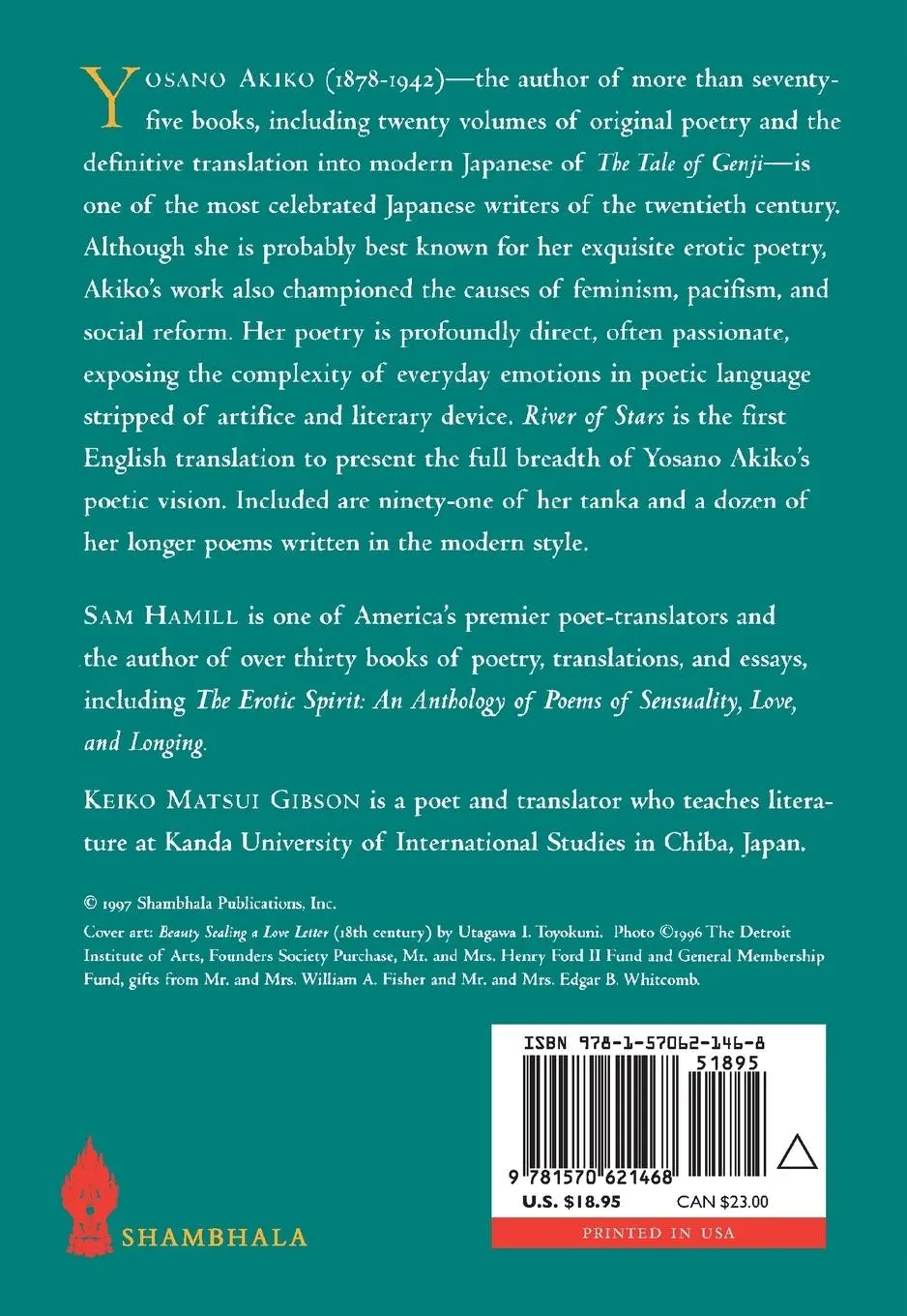 Rückseite: 9781570621468 | River of Stars | Selected Poems of Yosano Akiko | Yosano Akiko | Buch