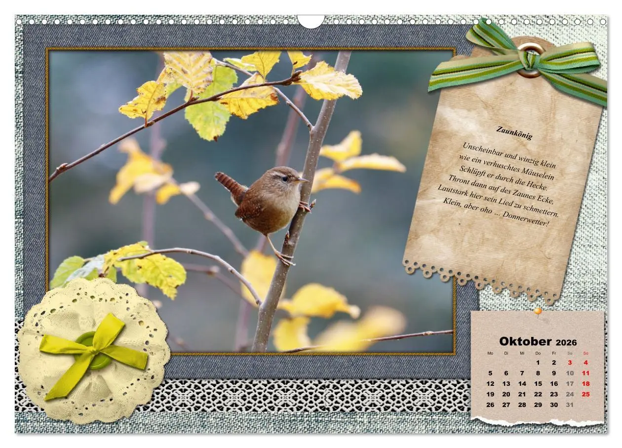 Bild: 9783457661468 | Der poetische Vogelkalender (Wandkalender 2026 DIN A3 quer),...