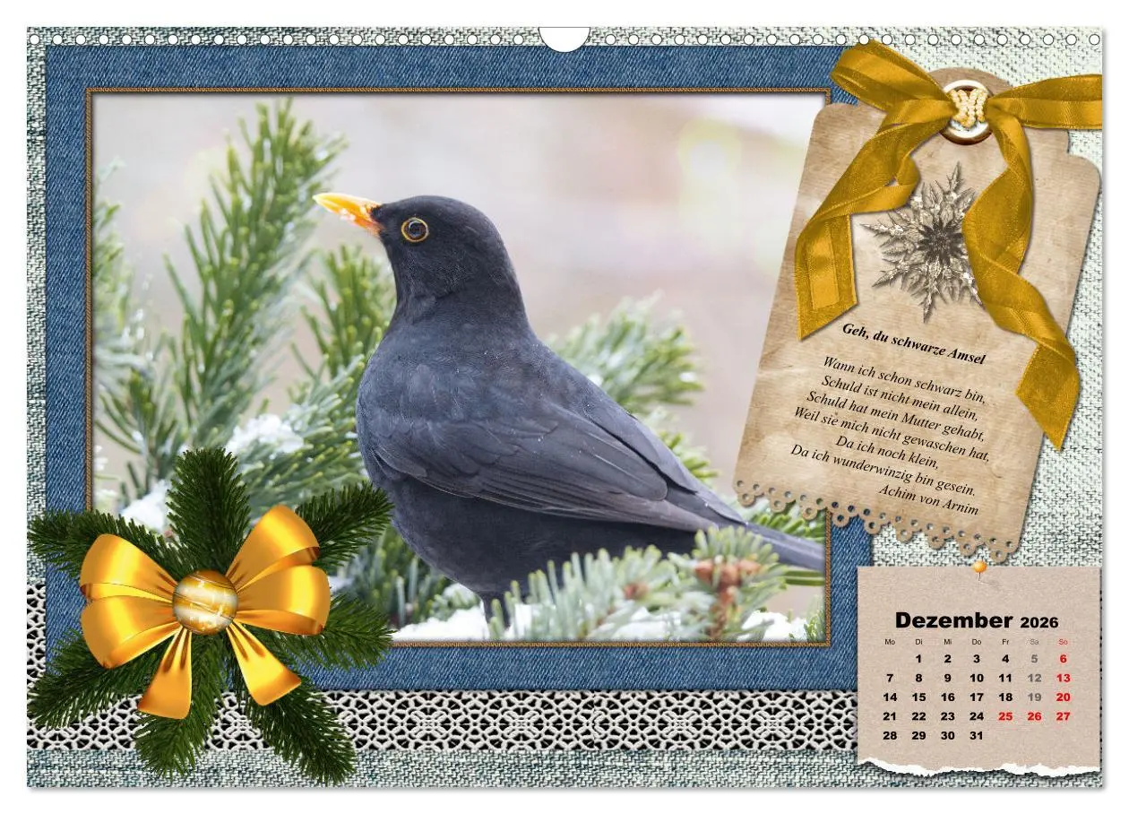 Bild: 9783457661468 | Der poetische Vogelkalender (Wandkalender 2026 DIN A3 quer),...