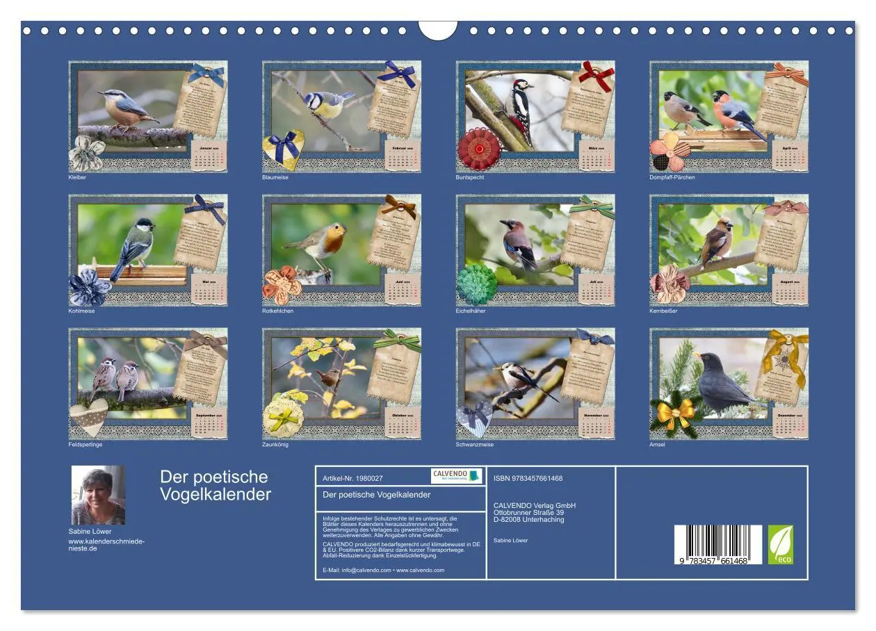 Bild: 9783457661468 | Der poetische Vogelkalender (Wandkalender 2026 DIN A3 quer),...
