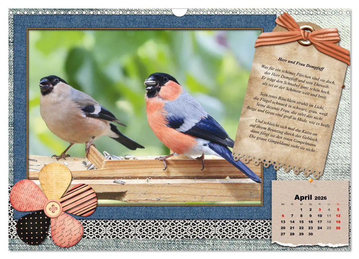 Bild: 9783457661468 | Der poetische Vogelkalender (Wandkalender 2026 DIN A3 quer),...