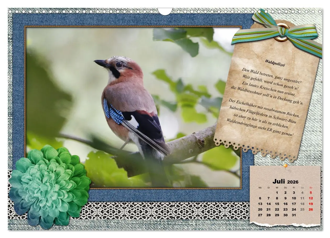 Bild: 9783457661468 | Der poetische Vogelkalender (Wandkalender 2026 DIN A3 quer),...
