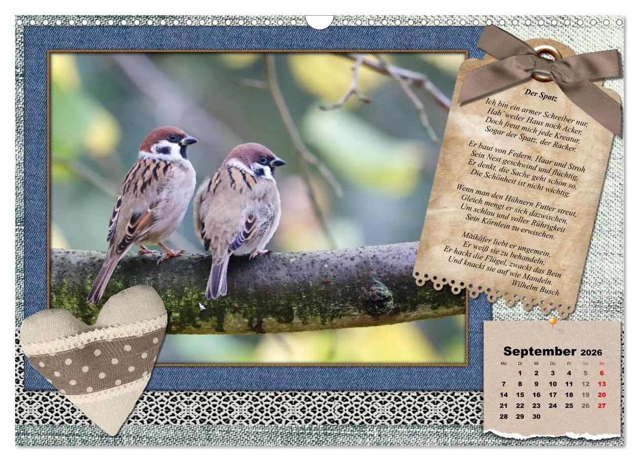 Bild: 9783457661468 | Der poetische Vogelkalender (Wandkalender 2026 DIN A3 quer),...