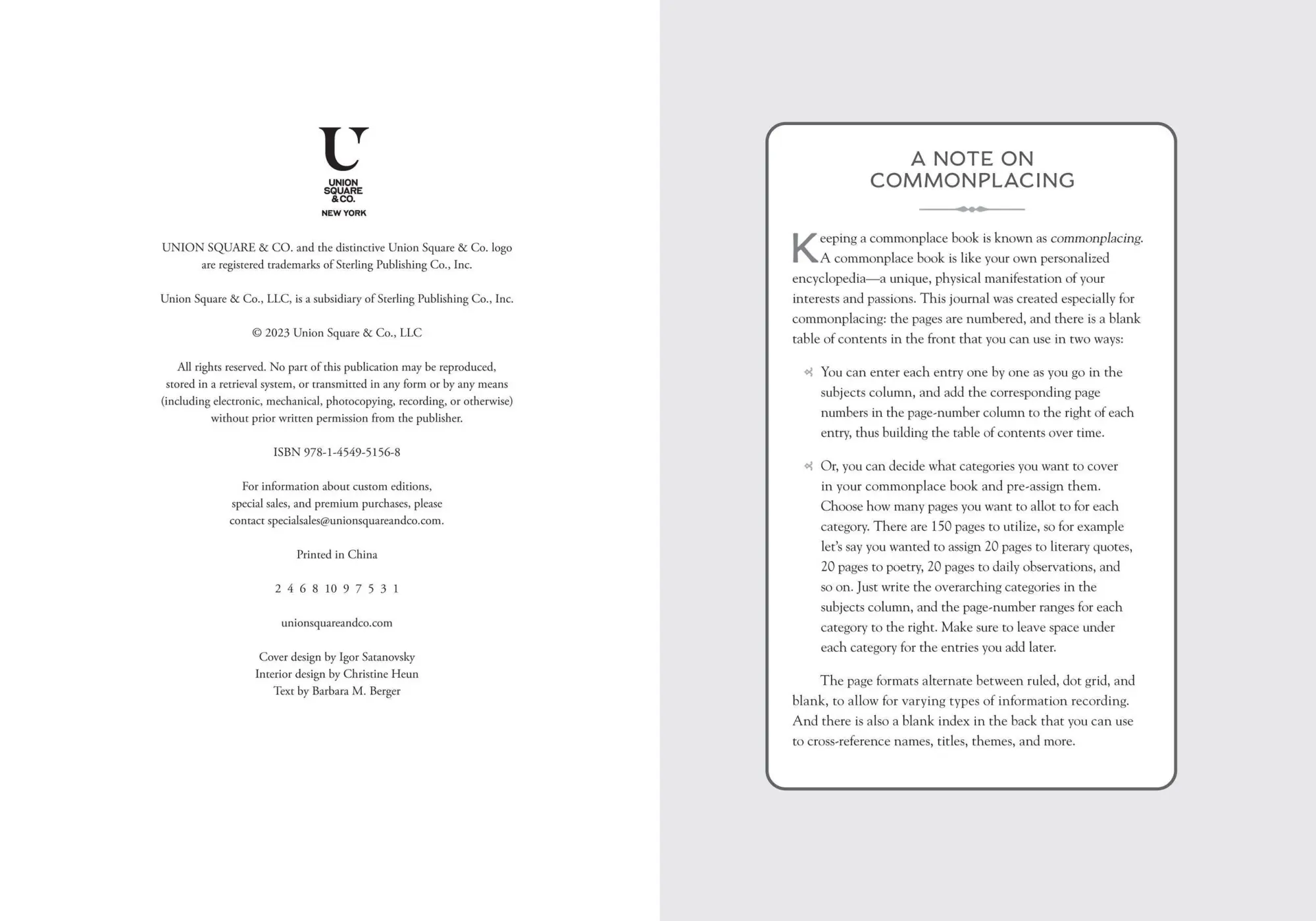 Bild: 9781454951568 | The Commonplace Book | A Knowledge Journal | Union Square &amp; Co | Buch