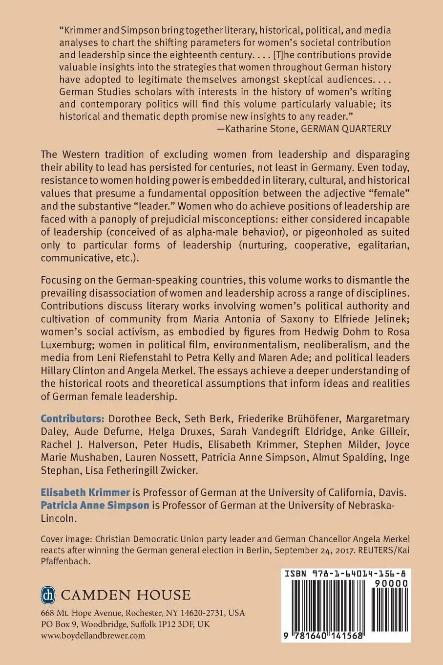 Rückseite: 9781640141568 | Realities and Fantasies of German Female Leadership | Krimmer (u. a.)